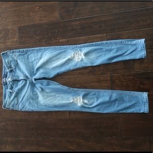 Distressed light wash jeans